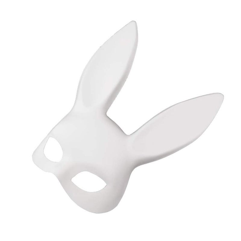 Soochat Bunny Mask Rabbit Half Face Mask for Birthday Party Easter Halloween Masquerade Costume Accessory White - Image 2
